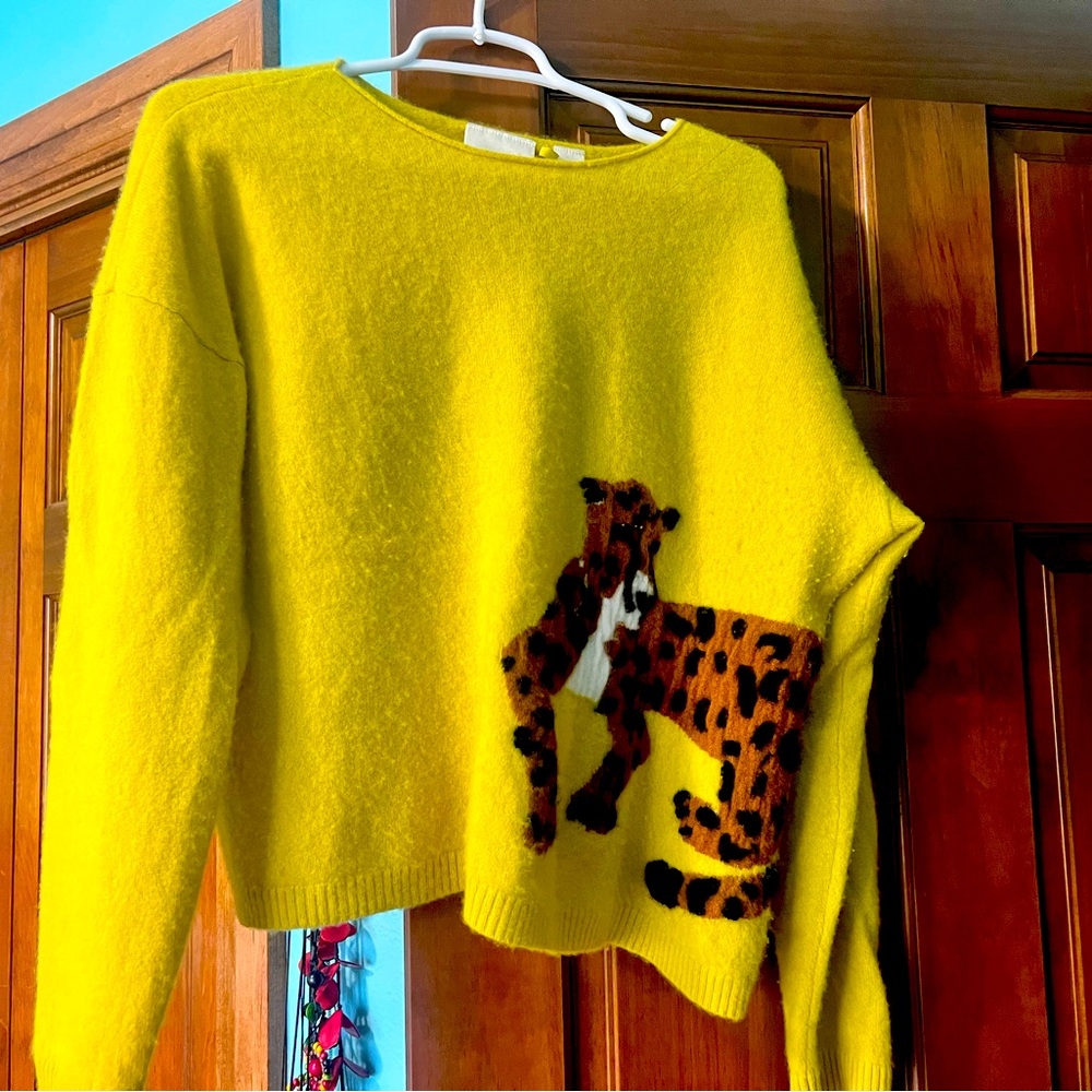 Anthropologie Maeve leopard sweater cashmere